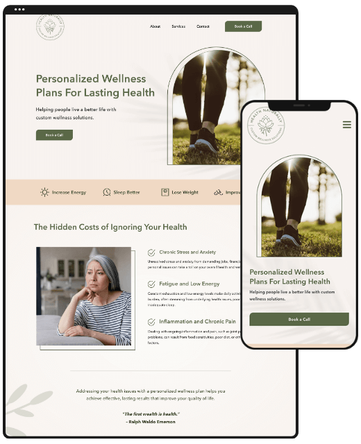 The Health Naturally website on desktop and phone